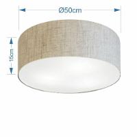 Plafon Cilíndrico Md-3014 Cúpula Em Tecido 50x15cm Rústico Bege - Bivolt - 2