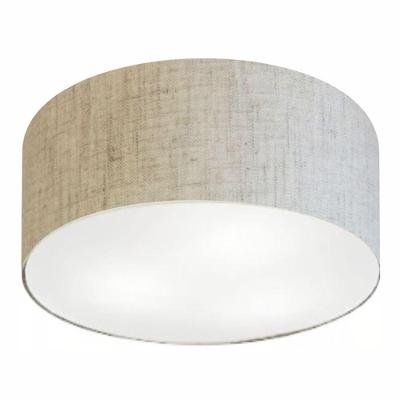 Plafon Cilíndrico Md-3058 Cúpula Em Tecido 55x25cm Rústico Bege - Bivolt