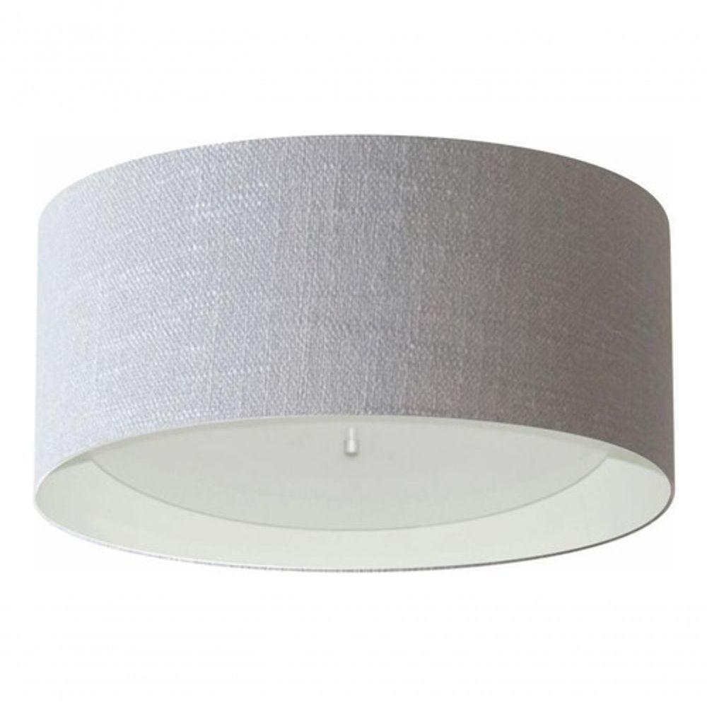 Plafon Cilíndrico Md-3161 Cúpula Em Duplo Tecido 50x25cm Cinza / Branco - Bivolt - 3