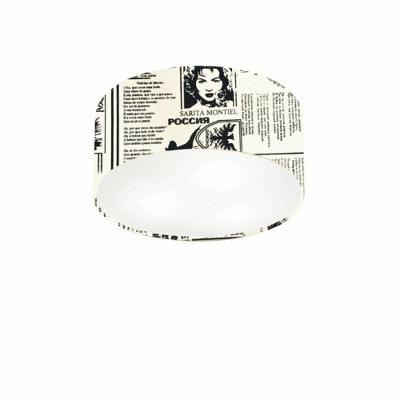 Plafon Cilíndrico Md-3010 Cúpula Em Tecido 30x12cm Ny-jornal - Bivolt