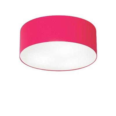 Plafon Cilíndrico Md-3005 Cúpula Em Tecido 40x12cm Rosa Pink - Bivolt