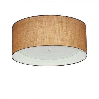 Plafon Cilíndrico Md-3161 Cúpula Em Duplo Tecido 50x25cm Palha / Branco - Bivolt