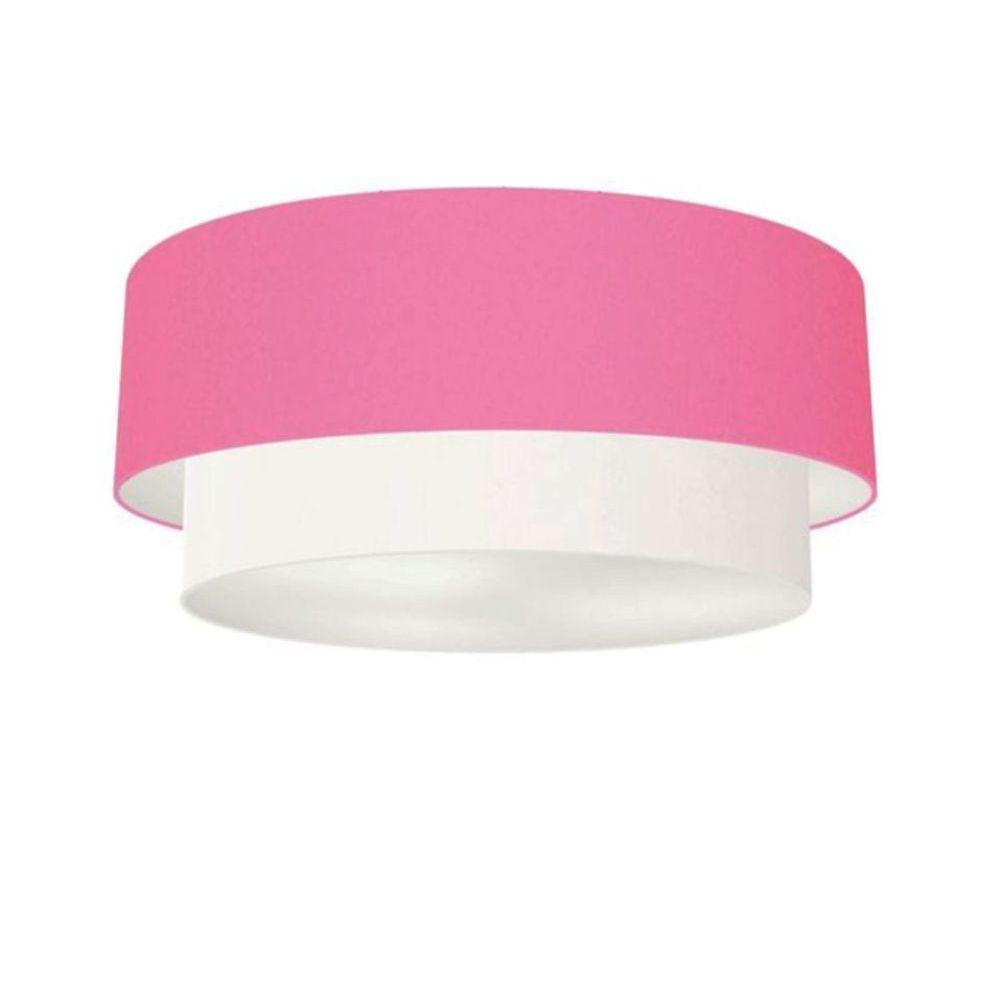 Plafon Para Banheiro Cilíndrico Sb-3024 Cúpula Cor Rosa Bebê Branco - 1