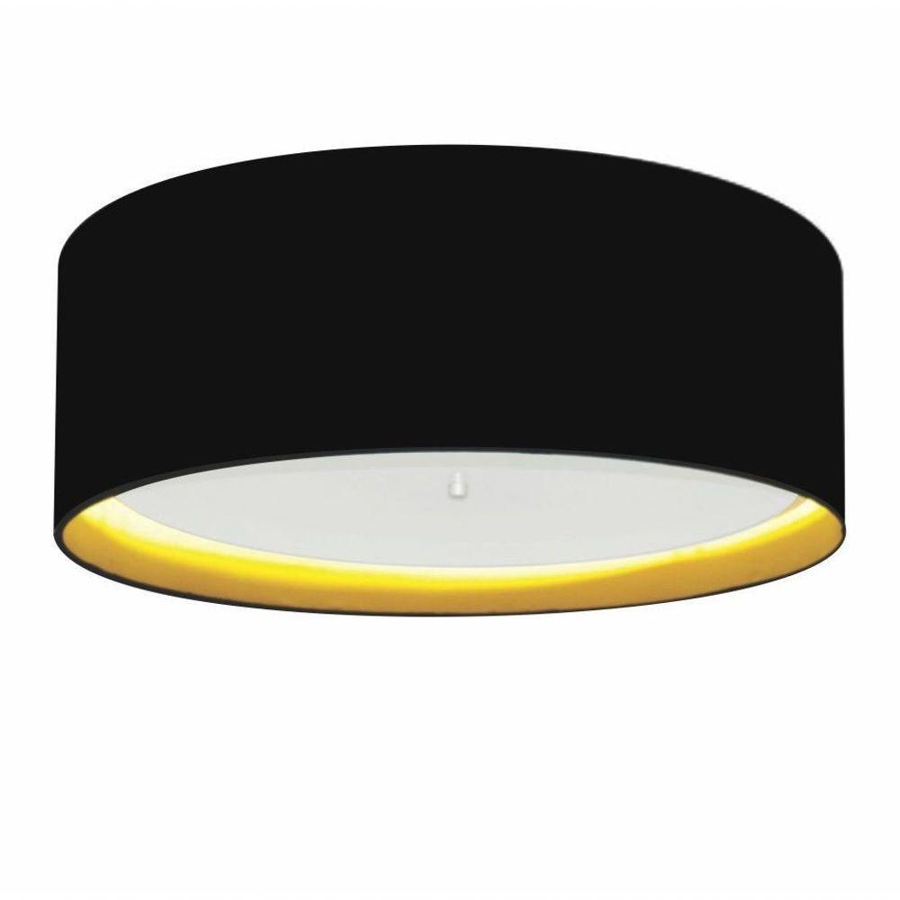 Plafon Para Quarto Cilíndrico Sq-3008 Cúpula Cor Preto Amarelo - 1