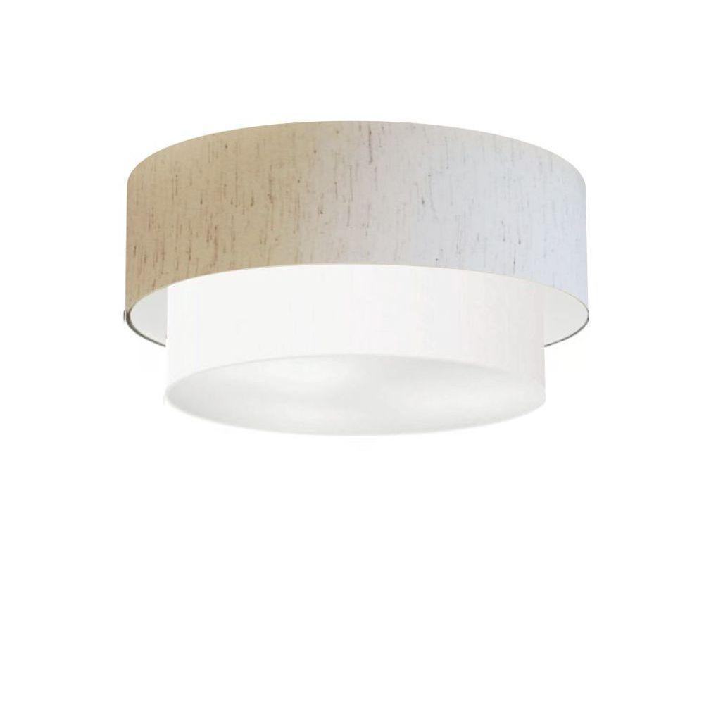 Plafon De Sobrepor Cilíndrico Sp-3062 Cúpula Cor Linho Bege Branco - 1