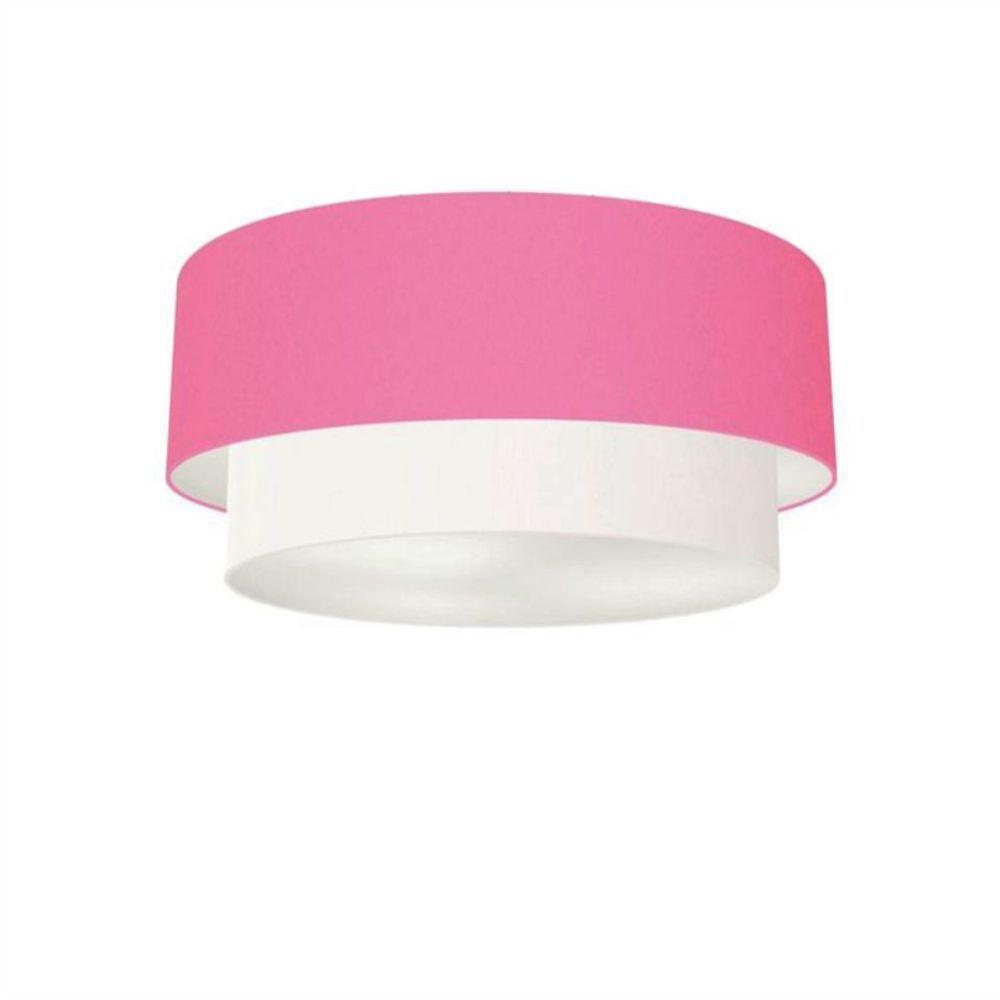 Plafon Para Banheiro Cilíndrico Sb-3062 Cúpula Cor Rosa Bebê Branco - 1