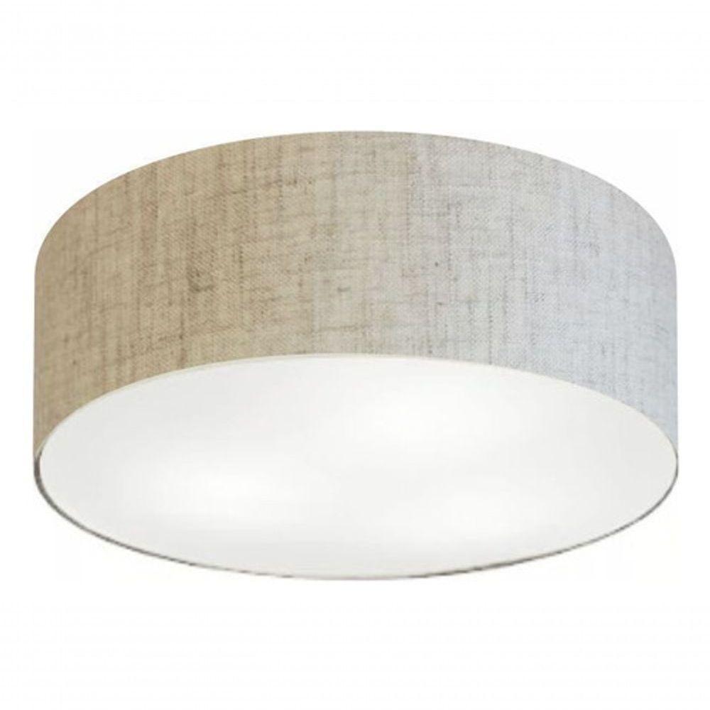 Plafon Cilíndrico Md-3046 Cúpula Em Tecido 35x12cm Rústico Bege - Bivolt - 3