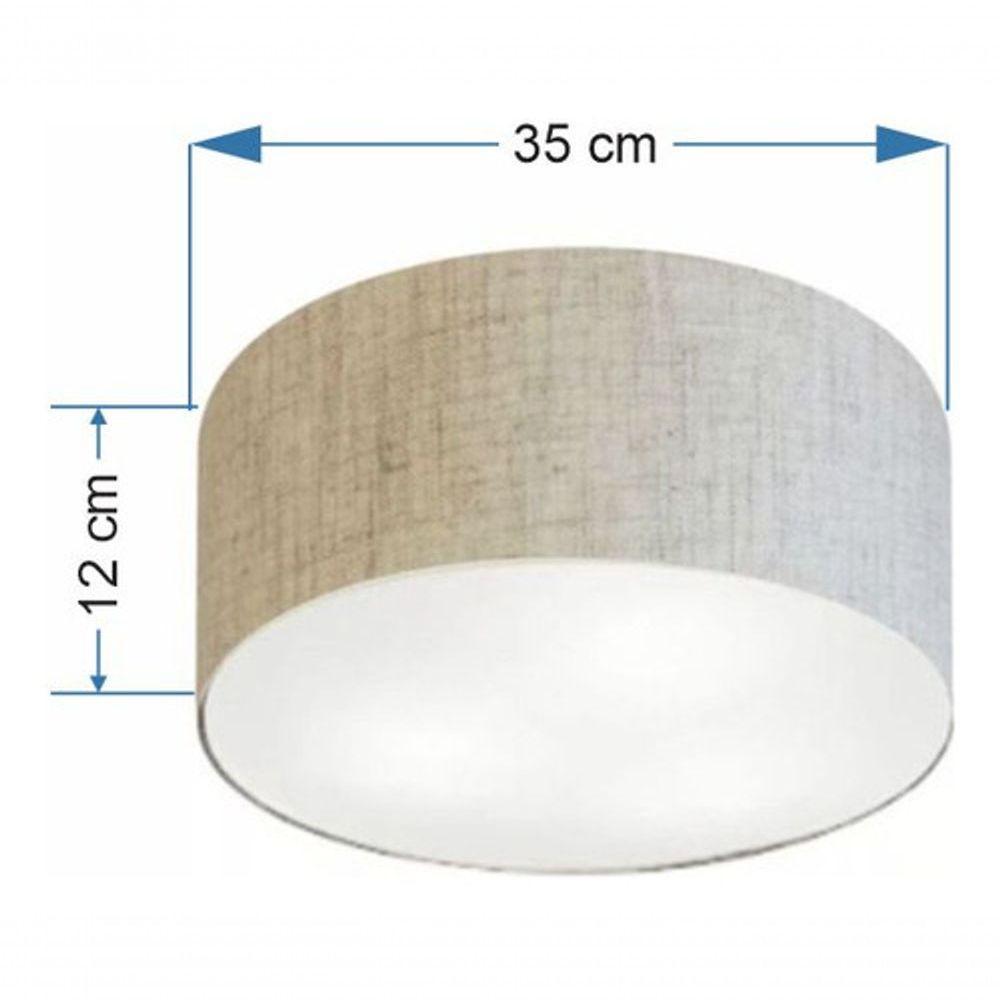 Plafon Cilíndrico Md-3046 Cúpula Em Tecido 35x12cm Rústico Bege - Bivolt - 4