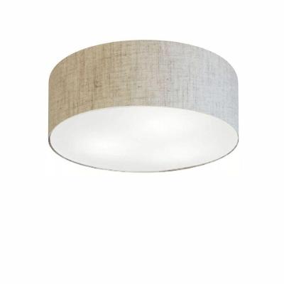 Plafon Cilíndrico Md-3046 Cúpula Em Tecido 35x12cm Rústico Bege - Bivolt