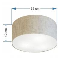 Plafon Cilíndrico Md-3046 Cúpula Em Tecido 35x12cm Rústico Bege - Bivolt - 4