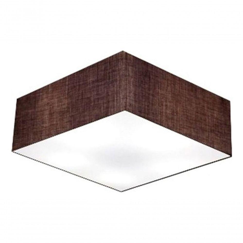 Plafon Quadrado Md-3001 Cúpula Em Tecido 12/35x35cm Café - Bivolt - 3