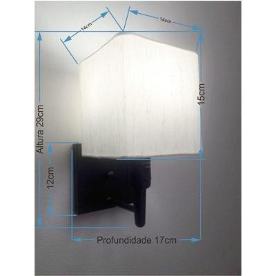 Arandela Quadrada Vivare Md-2019 Base Preto Com Interruptor Cúpula Em Tecido - Bivolt Preta-linho-bege 127-220v