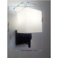 Arandela Quadrada Vivare Md-2019 Base Preto Com Interruptor Cúpula Em Tecido - Bivolt Preta-linho-bege 127-220v - 1