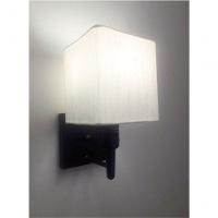 Arandela Quadrada Vivare Md-2019 Base Preto Com Interruptor Cúpula Em Tecido - Bivolt Preta-linho-bege 127-220v - 3