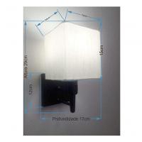 Arandela Quadrada Vivare Md-2019 Base Preto Com Interruptor Cúpula Em Tecido - Bivolt Preta-linho-bege 127-220v