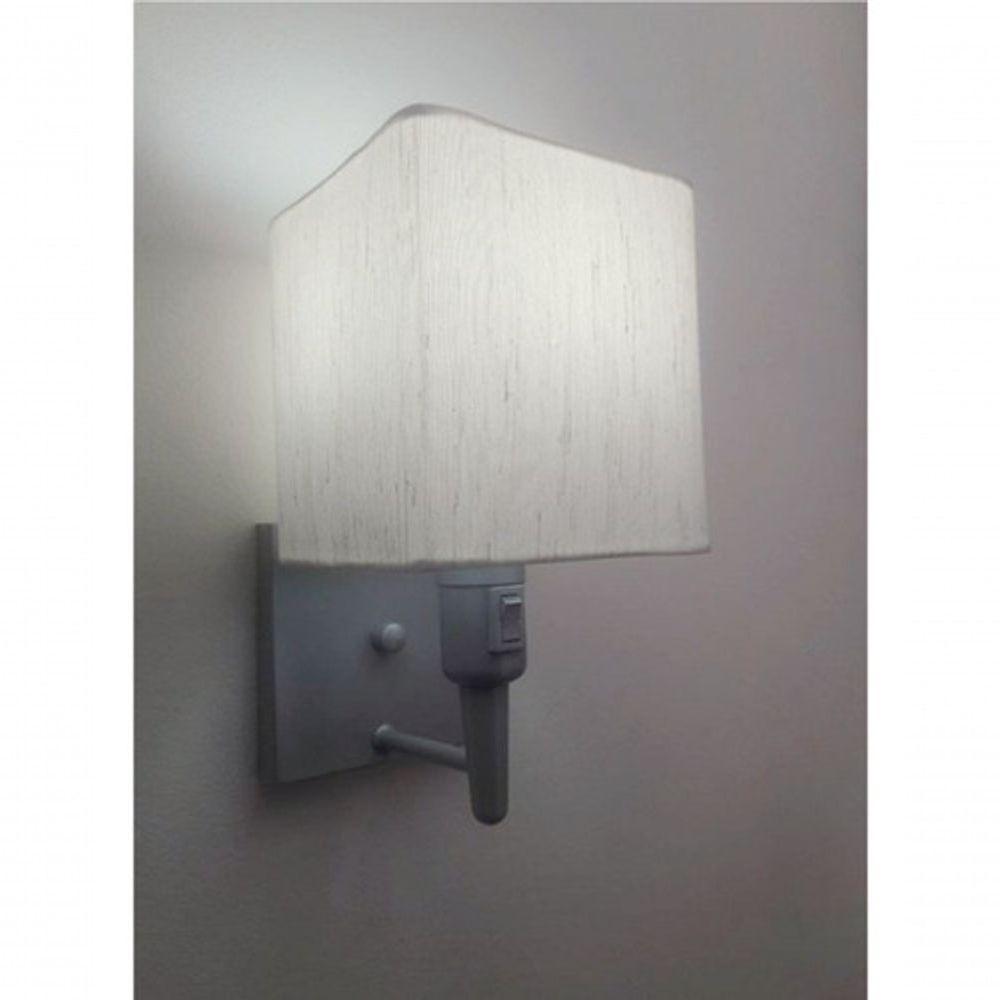 Arandela Quadrada Vivare Md-2019 Base Cinza Com Interruptor E Cúpula Em Tecido - Bivolt Cinza-linho-bege 127-220v - 3