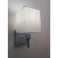 Arandela Quadrada Vivare Md-2019 Base Cinza Com Interruptor E Cúpula Em Tecido - Bivolt Cinza-linho-bege 127-220v - 1