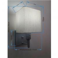 Arandela Quadrada Vivare Md-2019 Base Cinza Com Interruptor E Cúpula Em Tecido - Bivolt Cinza-linho-bege 127-220v - 4