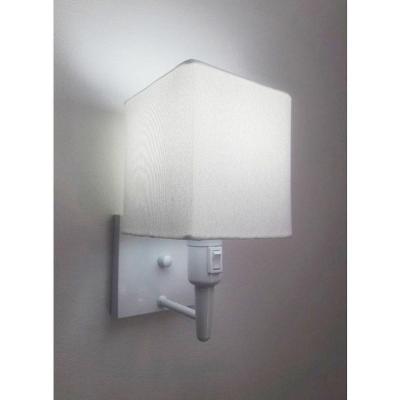 Arandela Quadrada Vivare Md-2019 Base Branco Com Interruptor Cúpula Em Tecido - Bivolt Branco-branco 127-220v