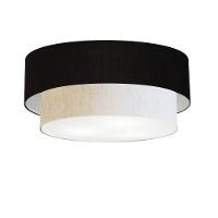 Plafon Para Sala Cilíndrico Sl-3021 Cúpula Cor Preto Linho Bege - 1