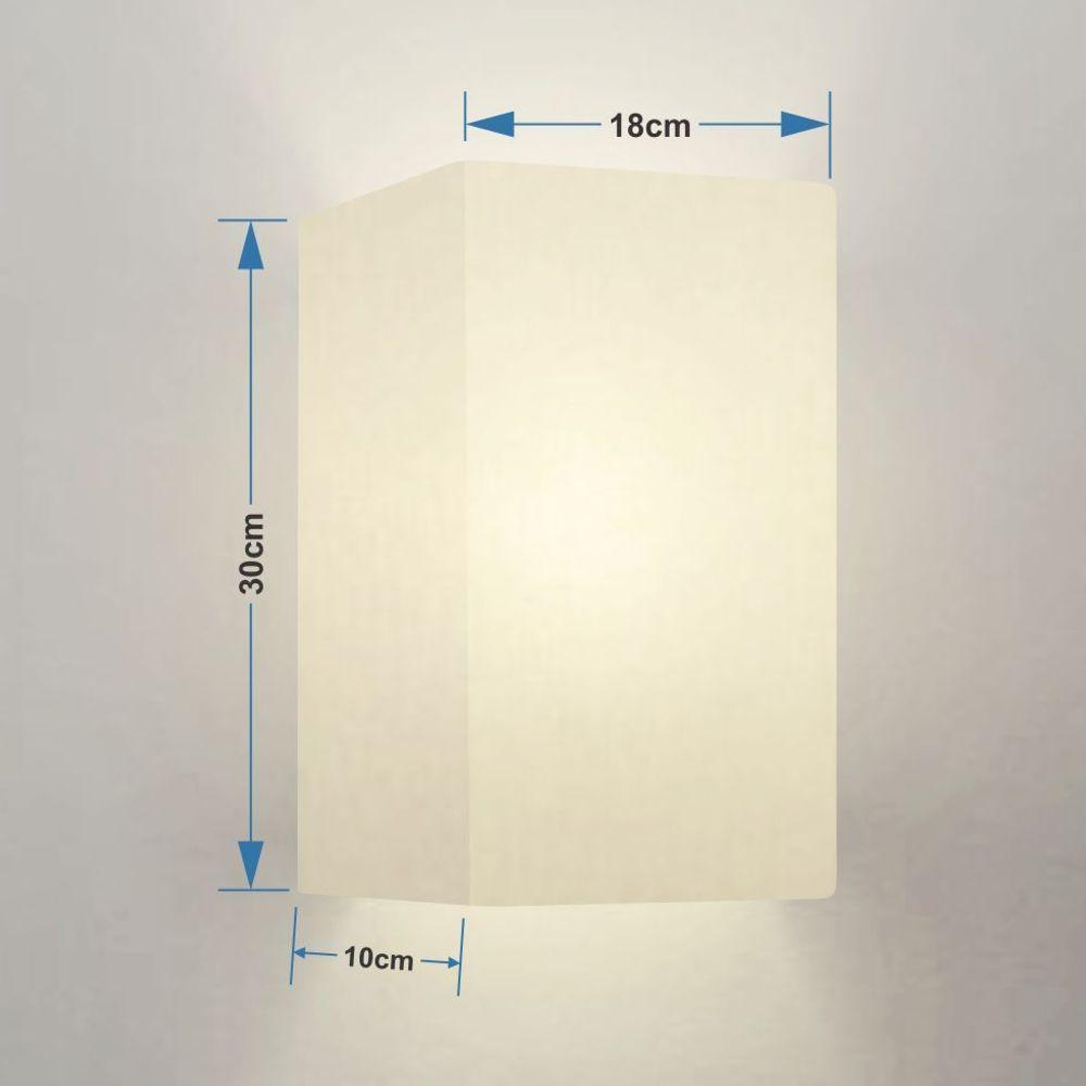 Arandela Retangular Retro Vivare Md-2029 Cúpula Em Tecido 18x10x30cm - Bivolt Branco 127-220v - 4