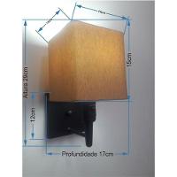 Arandela Quadrada Vivare Md-2019 Base Preto Com Interruptor Cúpula Em Tecido - Bivolt Preta-palha 127-220v - 2