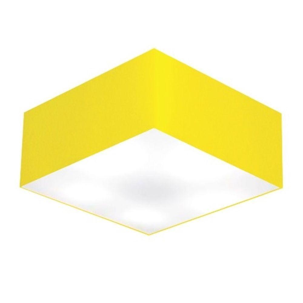 Plafon Quadrado Vivare Md-3012 Cúpula Em Tecido 21/50x50cm - Bivolt Amarelo 127/220v - 1