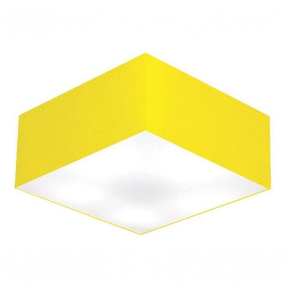 Plafon Quadrado Vivare Md-3012 Cúpula Em Tecido 21/50x50cm - Bivolt Amarelo 127/220v - 2
