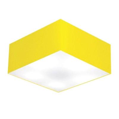 Plafon Quadrado Vivare Md-3012 Cúpula Em Tecido 21/50x50cm - Bivolt Amarelo 127/220v