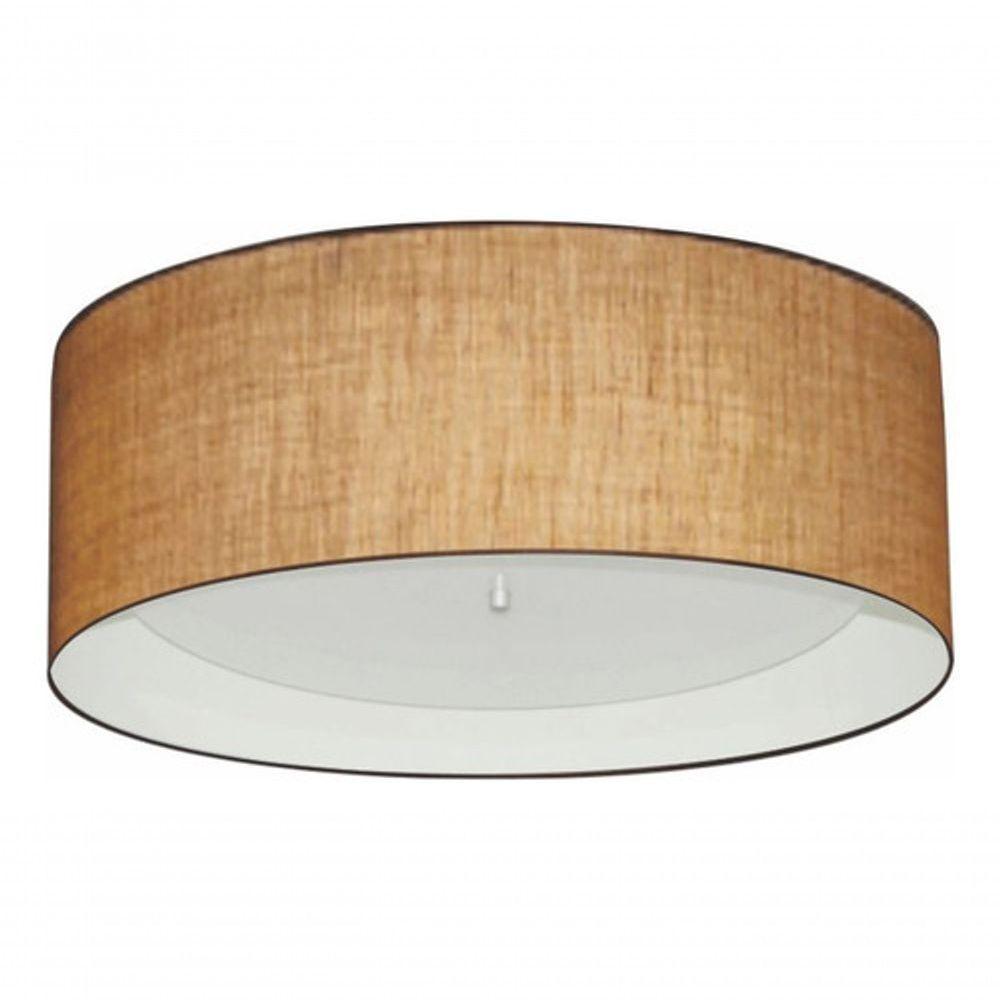 Plafon Cilíndrico Duplo Vivare Md-3008 Cúpula Forrada Em Tecido 60x25cm - Bivolt Palha-branco 127/220v - 4