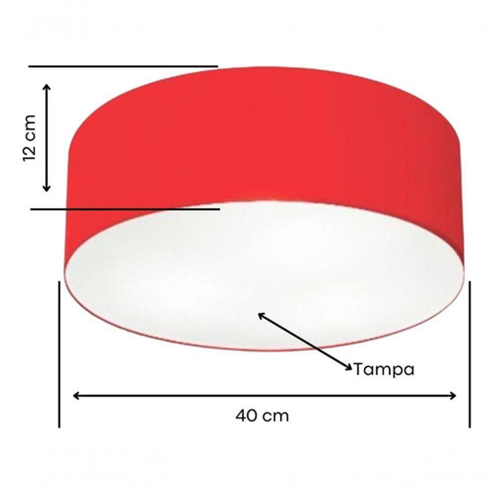 Plafon Cilíndrico Vivare Md-3005 Cúpula Em Tecido 40x12cm - Bivolt Vermelho 127/220v - 4