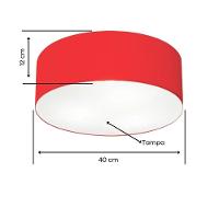 Plafon Cilíndrico Vivare Md-3005 Cúpula Em Tecido 40x12cm - Bivolt Vermelho 127/220v - 2