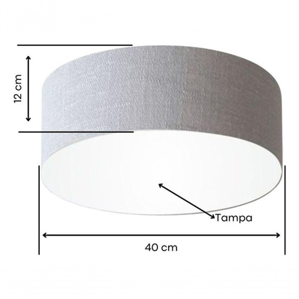 Plafon Cilíndrico Vivare Md-3005 Cúpula Em Tecido 40x12cm - Bivolt Rustico-cinza 127/220v - 4