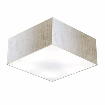 Plafon Quadrado Vivare Md-3012 Cúpula Em Tecido 21/50x50cm - Bivolt Linho Bege 127/220v