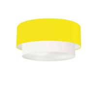 Plafon Duplo Cilíndrico Vivare Md-3017 Cúpula Tecido 50x40cm - Bivolt Amarelo-branco 127/220v - 1