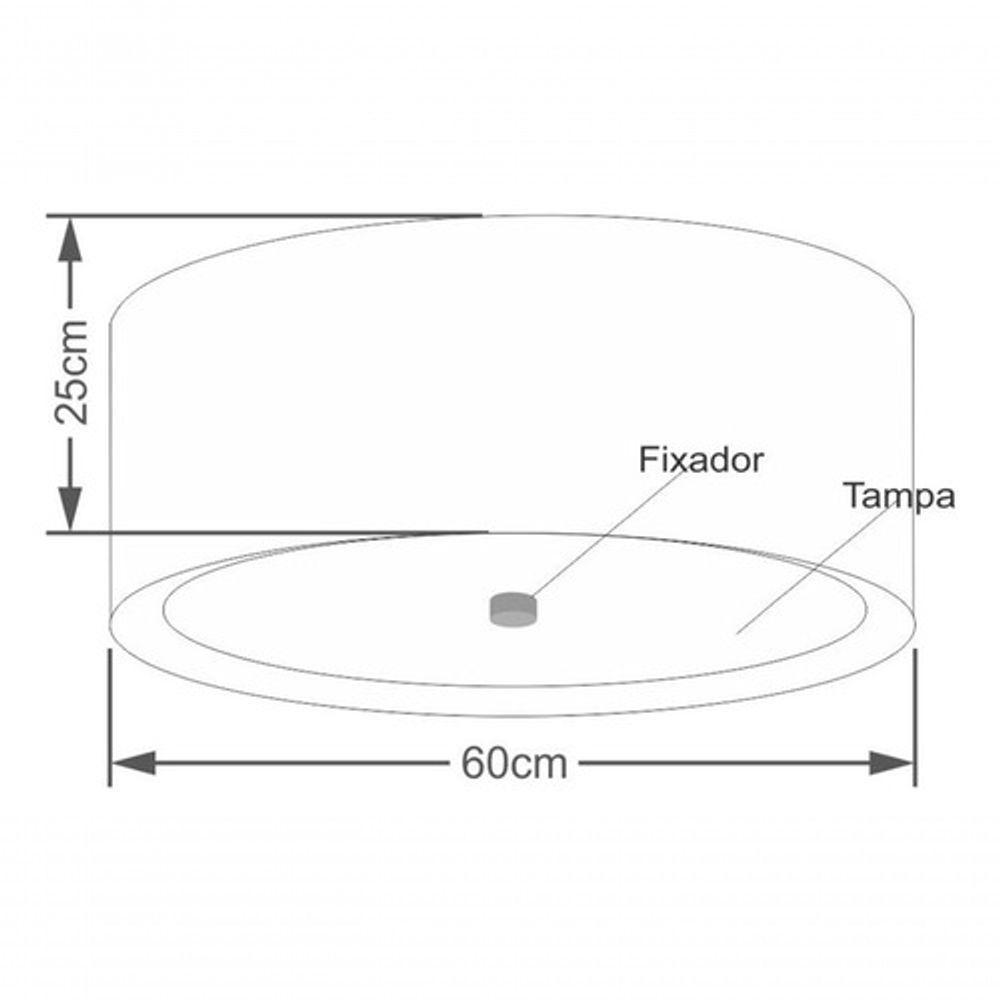 Plafon Cilíndrico Duplo Vivare Md-3008 Cúpula Forrada Em Tecido 60x25cm - Bivolt Palha-bege 127/220v - 4