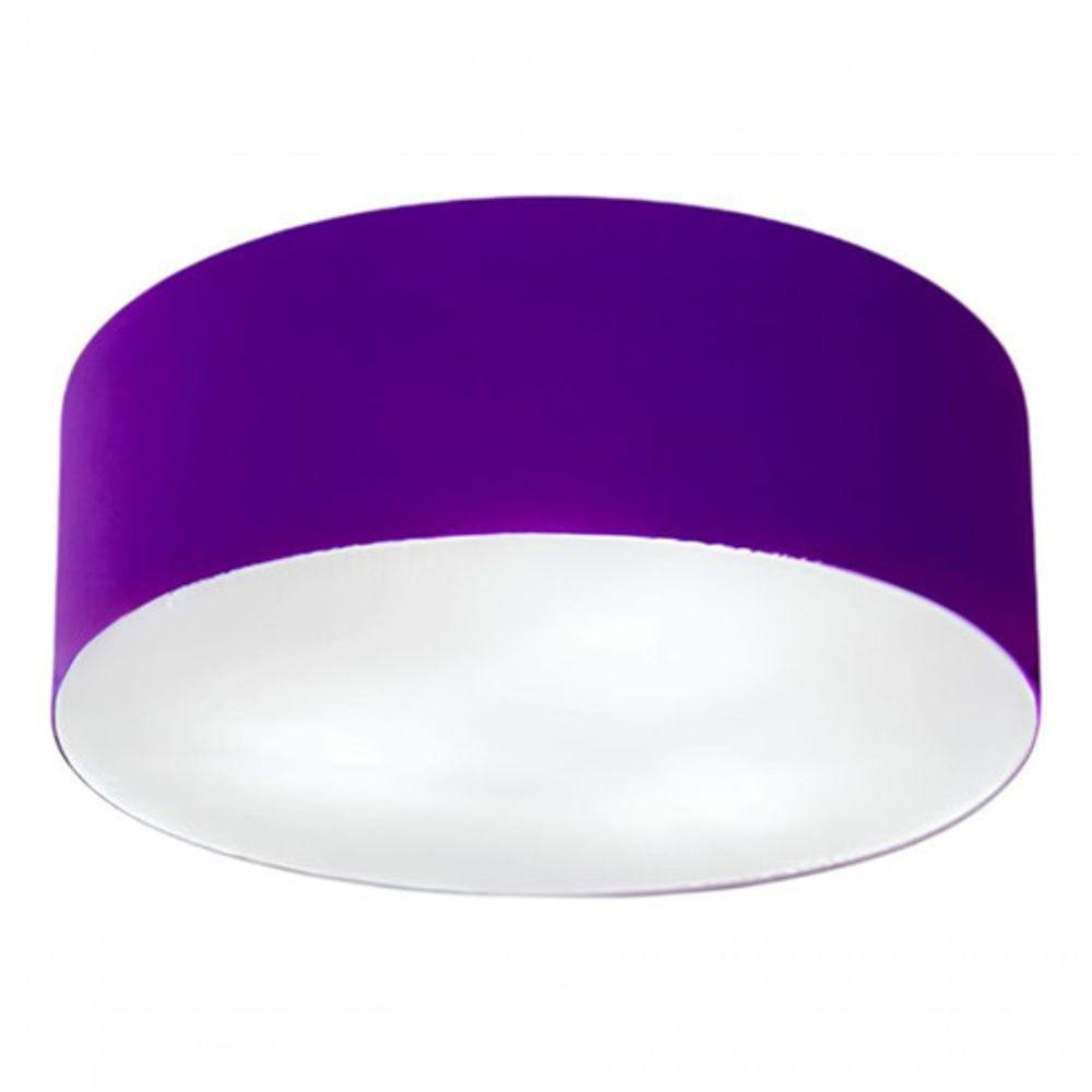 Plafon Cilíndrico Vivare Md-3005 Cúpula Em Tecido 40x12cm - Bivolt Roxo 127/220v - 3