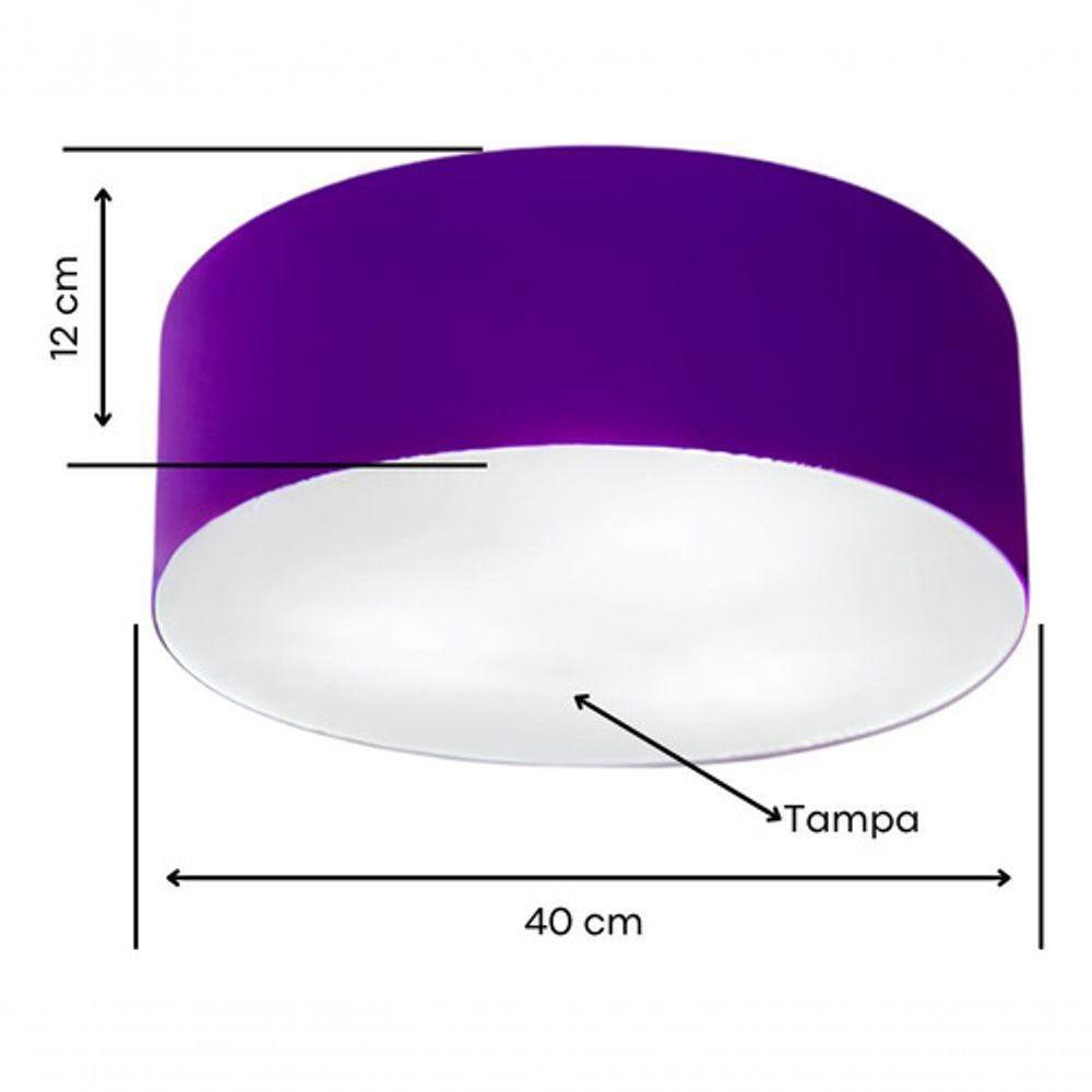 Plafon Cilíndrico Vivare Md-3005 Cúpula Em Tecido 40x12cm - Bivolt Roxo 127/220v - 4