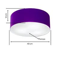 Plafon Cilíndrico Vivare Md-3005 Cúpula Em Tecido 40x12cm - Bivolt Roxo 127/220v - 2