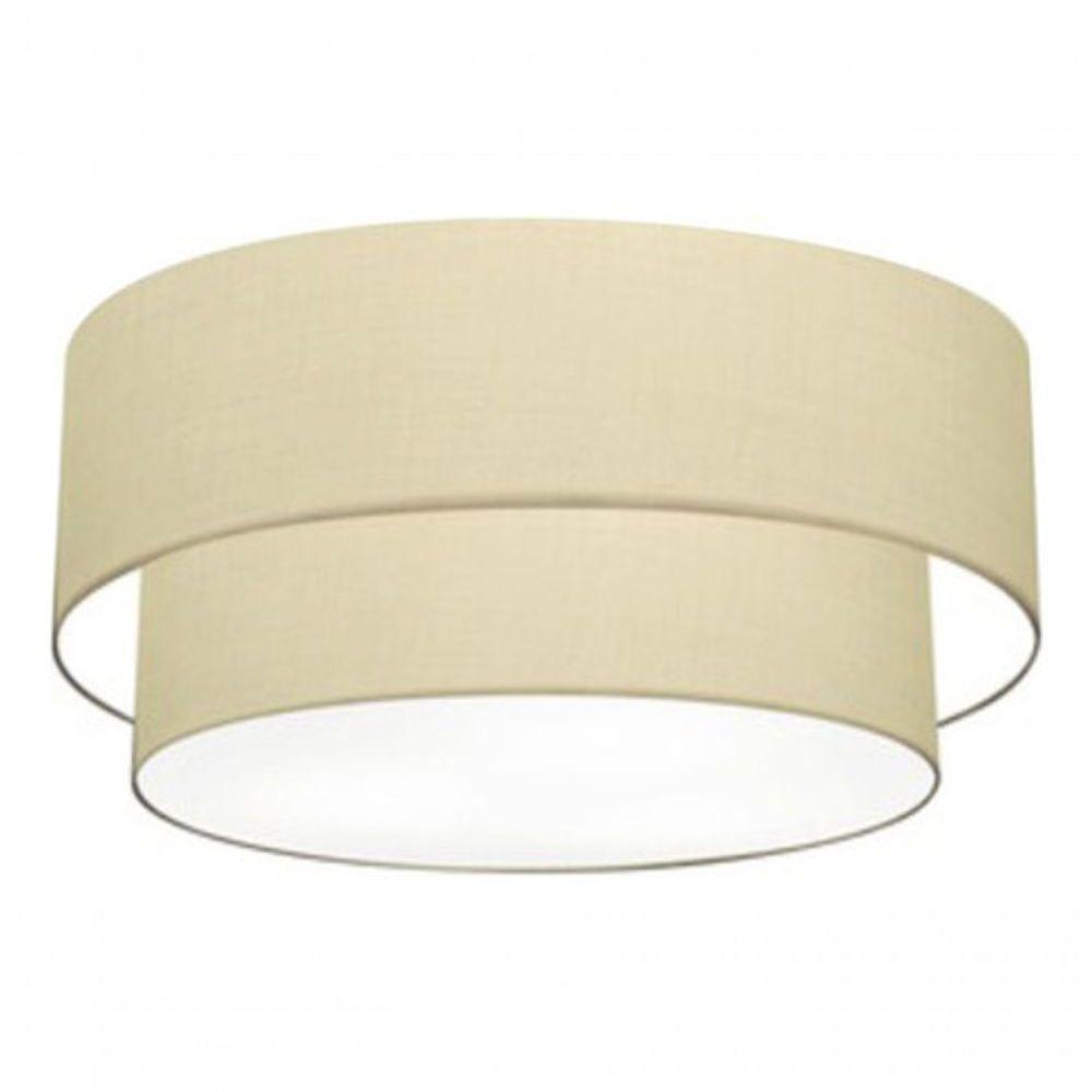 Plafon Duplo Cilíndrico Vivare Md-3017 Cúpula Em Tecido 50x40cm - Bivolt Algodão-crú 127/220v - 3