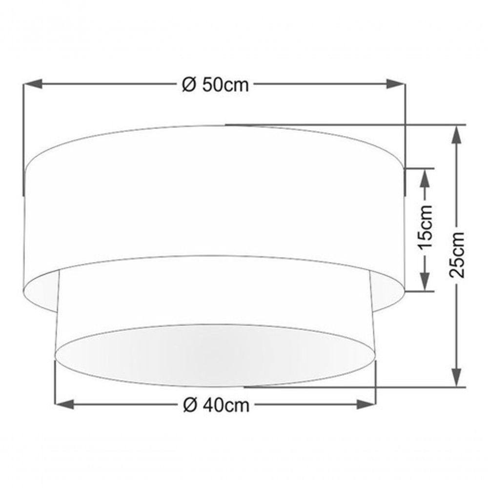 Plafon Duplo Cilíndrico Vivare Md-3017 Cúpula Em Tecido 50x40cm - Bivolt Algodão-crú 127/220v - 4