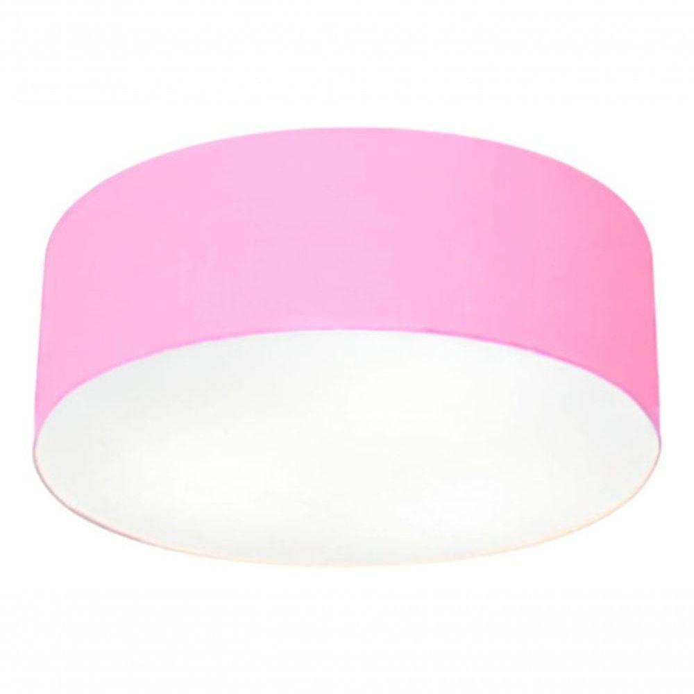 Plafon Cilíndrico Vivare Md-3005 Cúpula Em Tecido 40x12cm - Bivolt Rosa-bebê 127/220v - 3