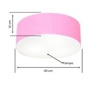 Plafon Cilíndrico Vivare Md-3005 Cúpula Em Tecido 40x12cm - Bivolt Rosa-bebê 127/220v - 2