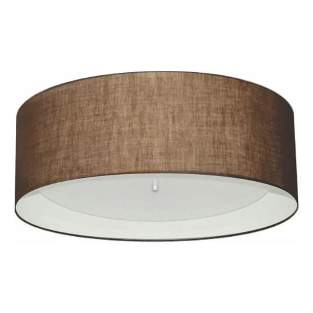 Plafon Cilíndrico Duplo Vivare Md-3008 Cúpula Forrada Em Tecido 60x25cm - Bivolt Café-branco 127/220v - 3