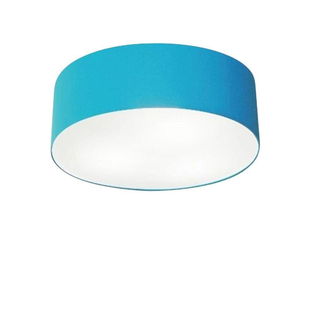 Plafon Cilíndrico Vivare Md-3005 Cúpula Em Tecido 40x12cm - Bivolt Azul-turquesa 127/220v - 1