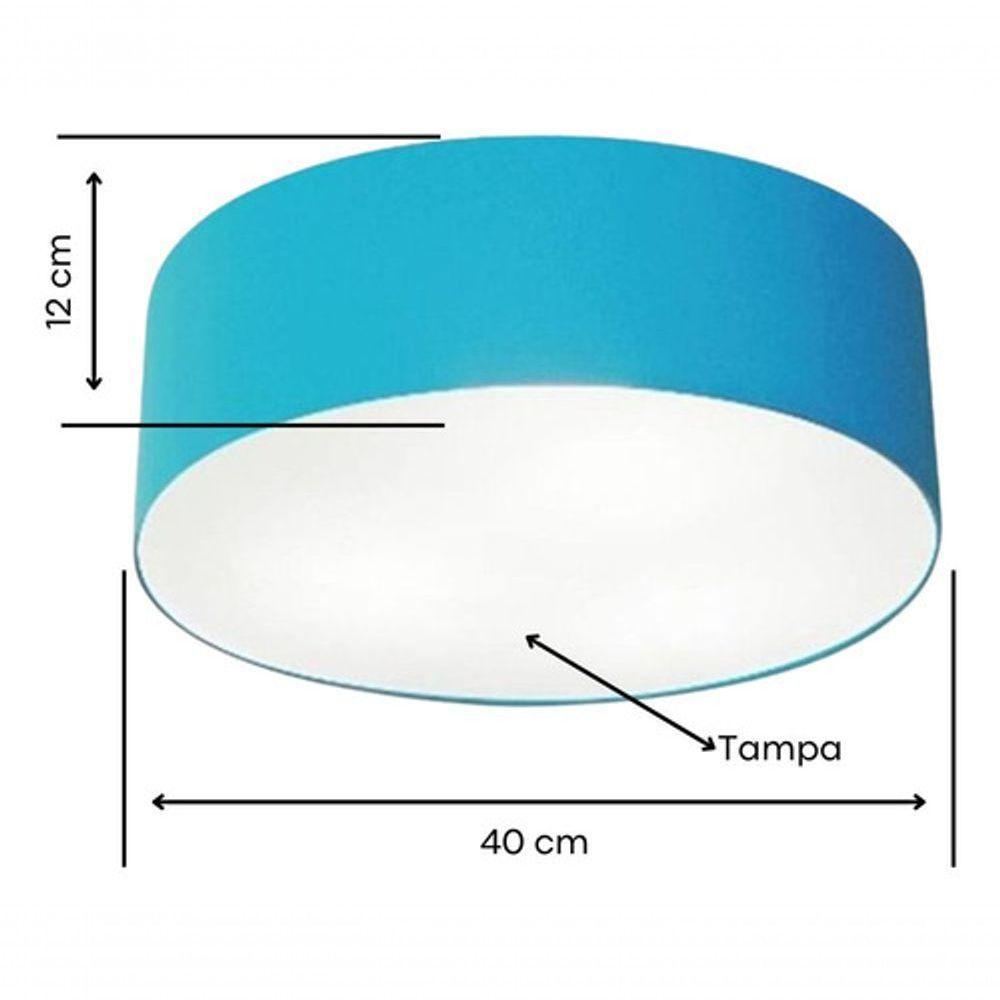 Plafon Cilíndrico Vivare Md-3005 Cúpula Em Tecido 40x12cm - Bivolt Azul-turquesa 127/220v - 4