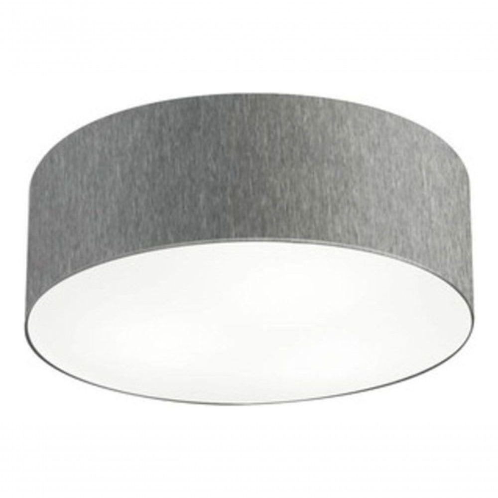 Plafon Cilíndrico Vivare Md-3006 Cúpula Em Tecido 60x15cm - Bivolt Rustico-cinza 127/220v - 3