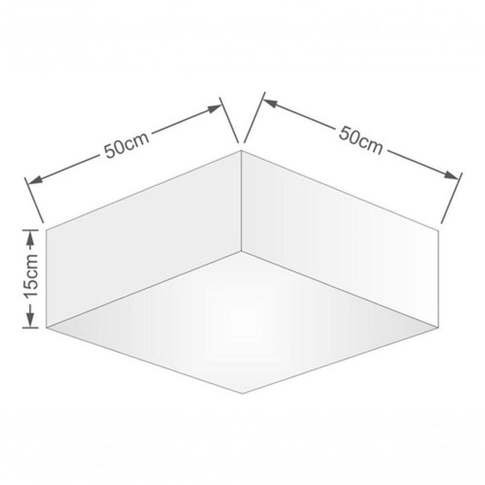 Plafon Quadrado Vivare Md-3002 Cúpula Em Tecido 15/50x50cm - Bivolt Linho Bege 127/220v - 4