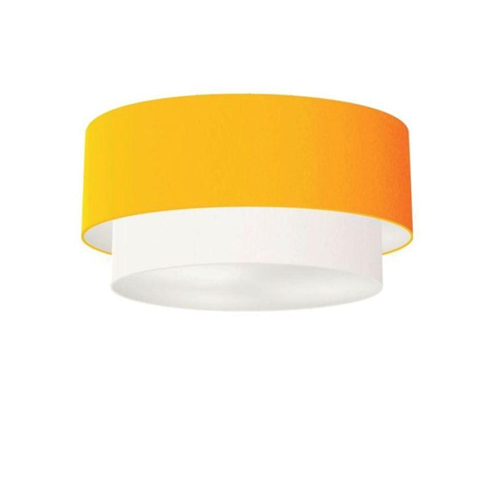 Plafon Duplo Cilíndrico Vivare Md-3017 Cúpula Tecido 50x40cm - Bivolt Laranja-branco 127/220v - 1