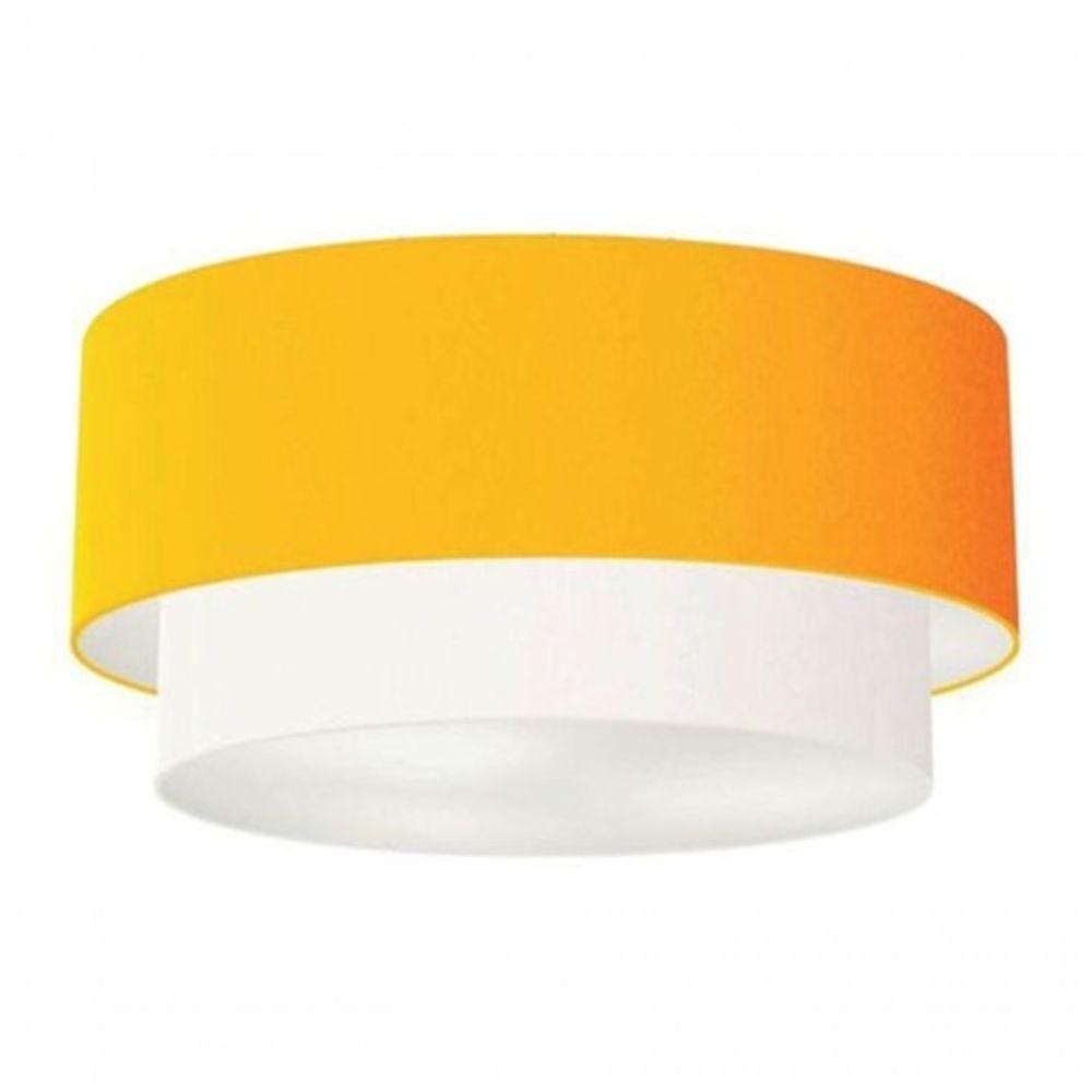 Plafon Duplo Cilíndrico Vivare Md-3017 Cúpula Tecido 50x40cm - Bivolt Laranja-branco 127/220v - 3